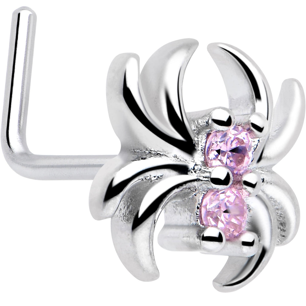 BodyCandy 20G 7mm Pink CZ Gem Sleek Spider L Shape Nose Ring — main product shot