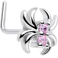 BodyCandy 20G 7mm Pink CZ Gem Sleek Spider L Shape Nose Ring — main product shot