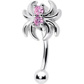 BodyCandy 16G 5/16 Pink CZ Gem Sleek Spider Curved Eyebrow Ring — main product shot