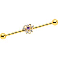 BodyCandy 14G Purple CZ Gem Gold Tone Heart of Love Industrial Barbell 38mm — main product shot