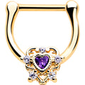 BodyCandy 16G 5/16 Purple CZ Gem Gold Tone Heart of Love Cartilage Clicker — main product shot