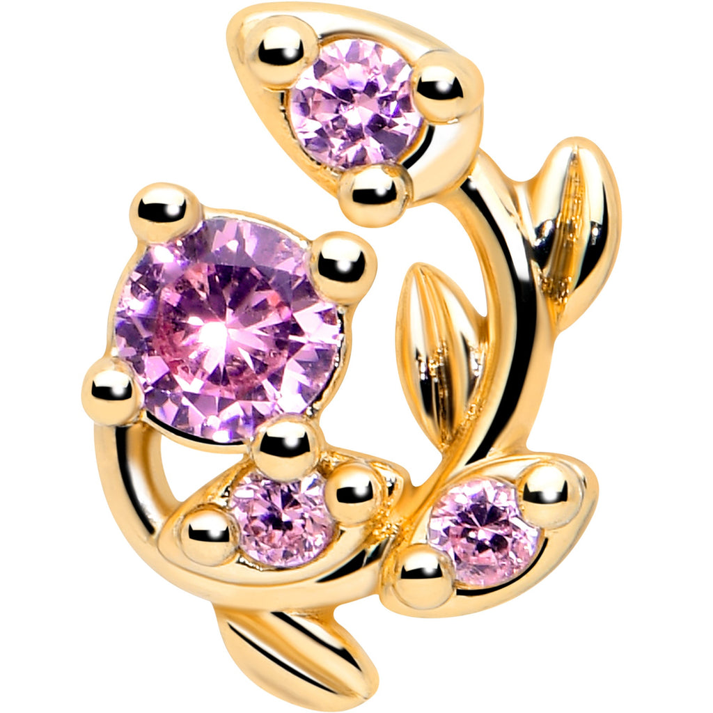 BodyCandy 16G 1/4 Pink Gem Gold Tone Twining Vine Cartilage Tragus Earring — lifestyle context