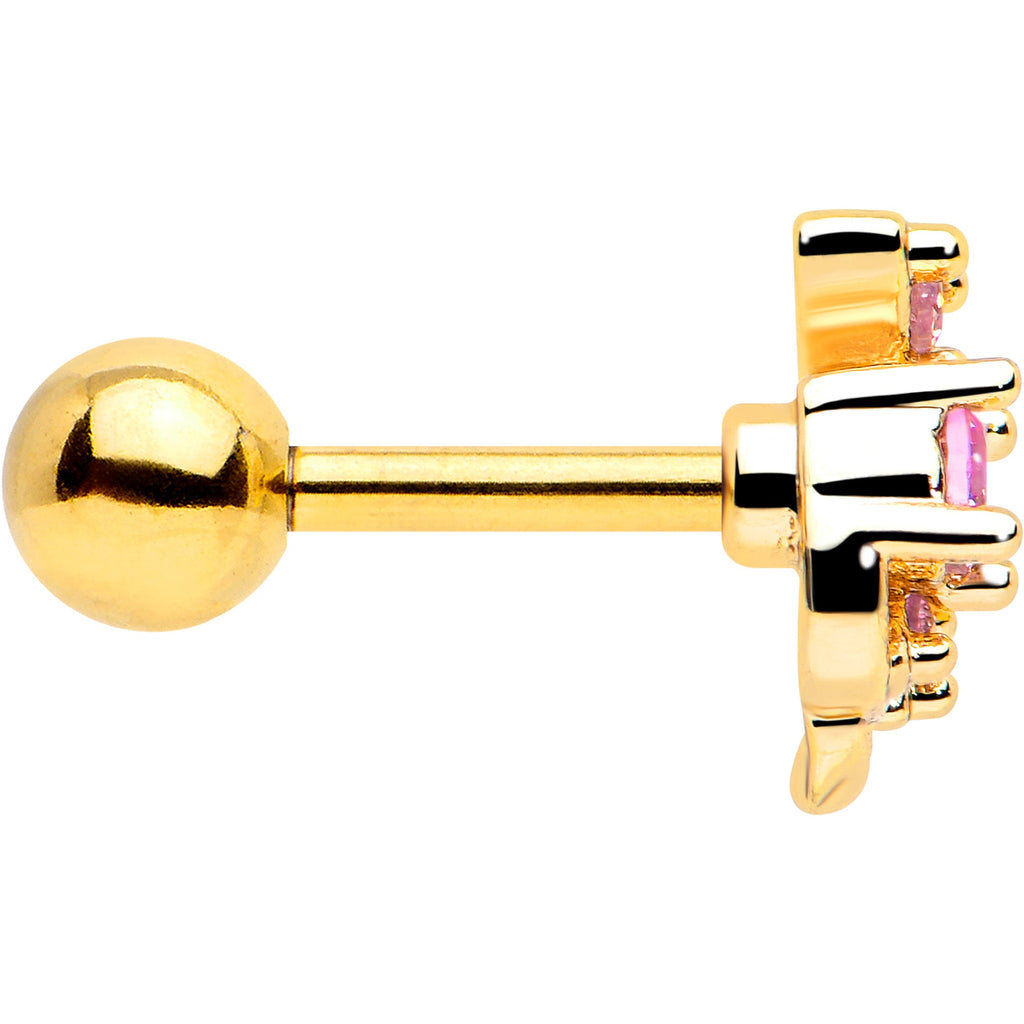 BodyCandy 16G 1/4 Pink Gem Gold Tone Twining Vine Cartilage Tragus Earring — side view