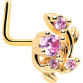 BodyCandy 20G 7mm Pink Gem Gold Tone Twining Vine L Shape Nose Ring — main product shot