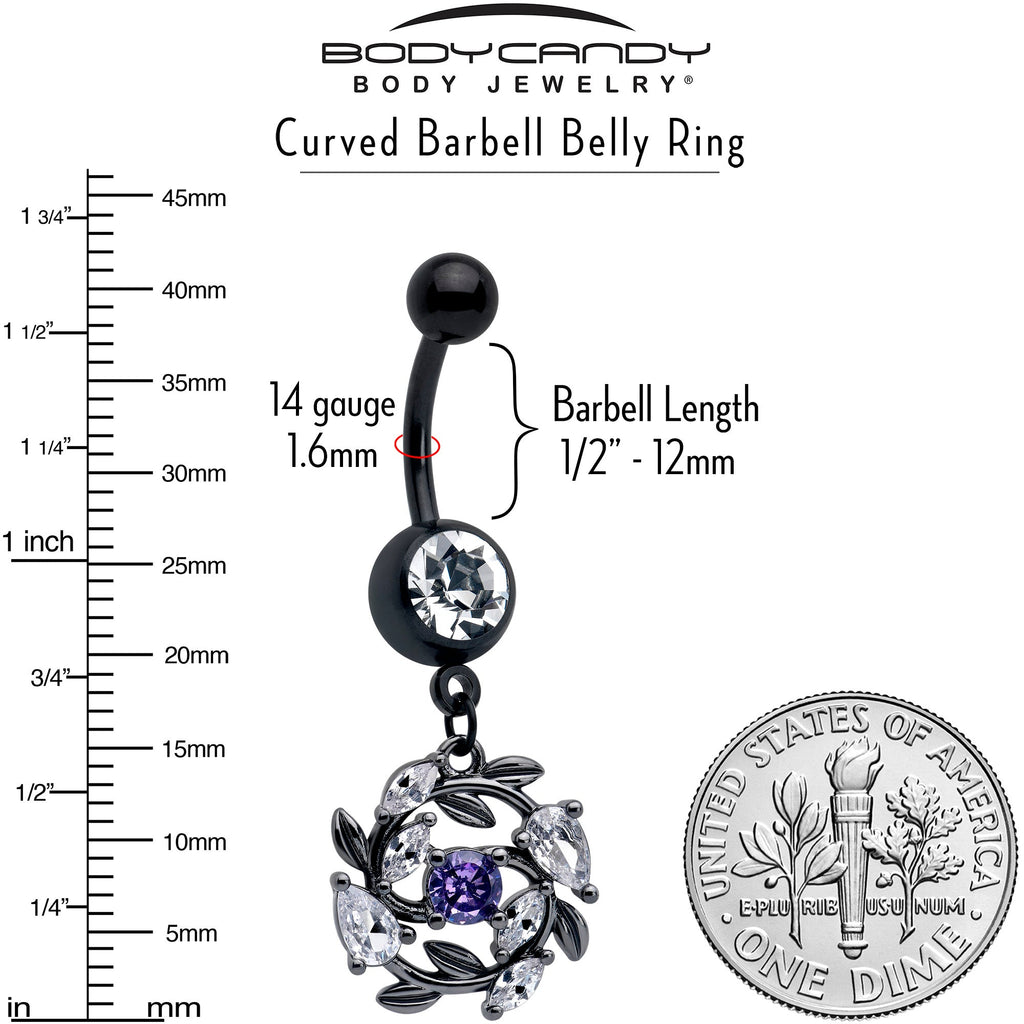 BodyCandy Purple Clear Gem Black Twining Vine Dangle Belly Ring — lifestyle context