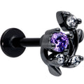 BodyCandy 16G 5/16 Purple Clear Gem Black Twining Vine Labret Monroe Tragus — main product shot