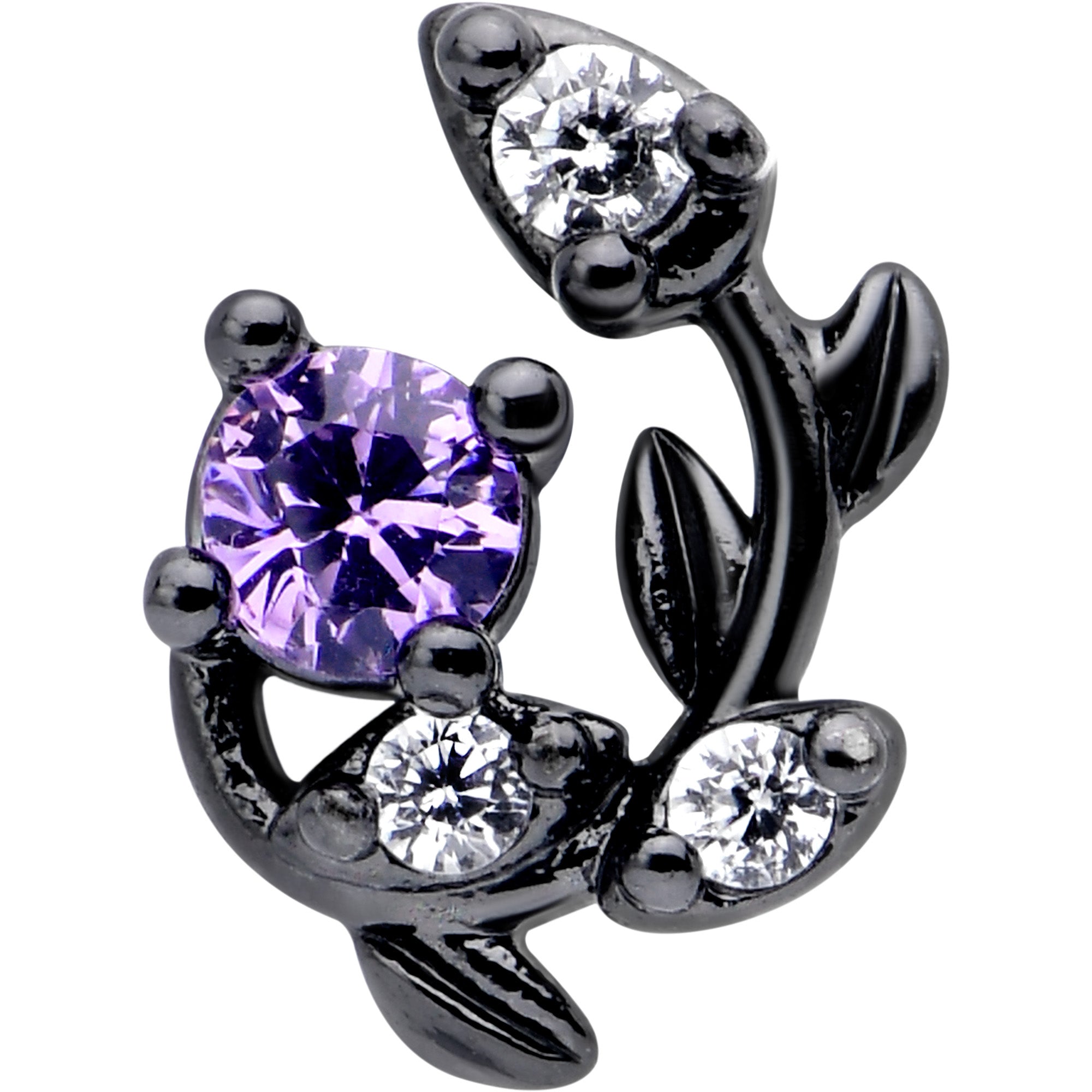 BodyCandy 16G 5/16 Purple Clear Gem Black Twining Vine Labret Monroe Tragus — lifestyle context