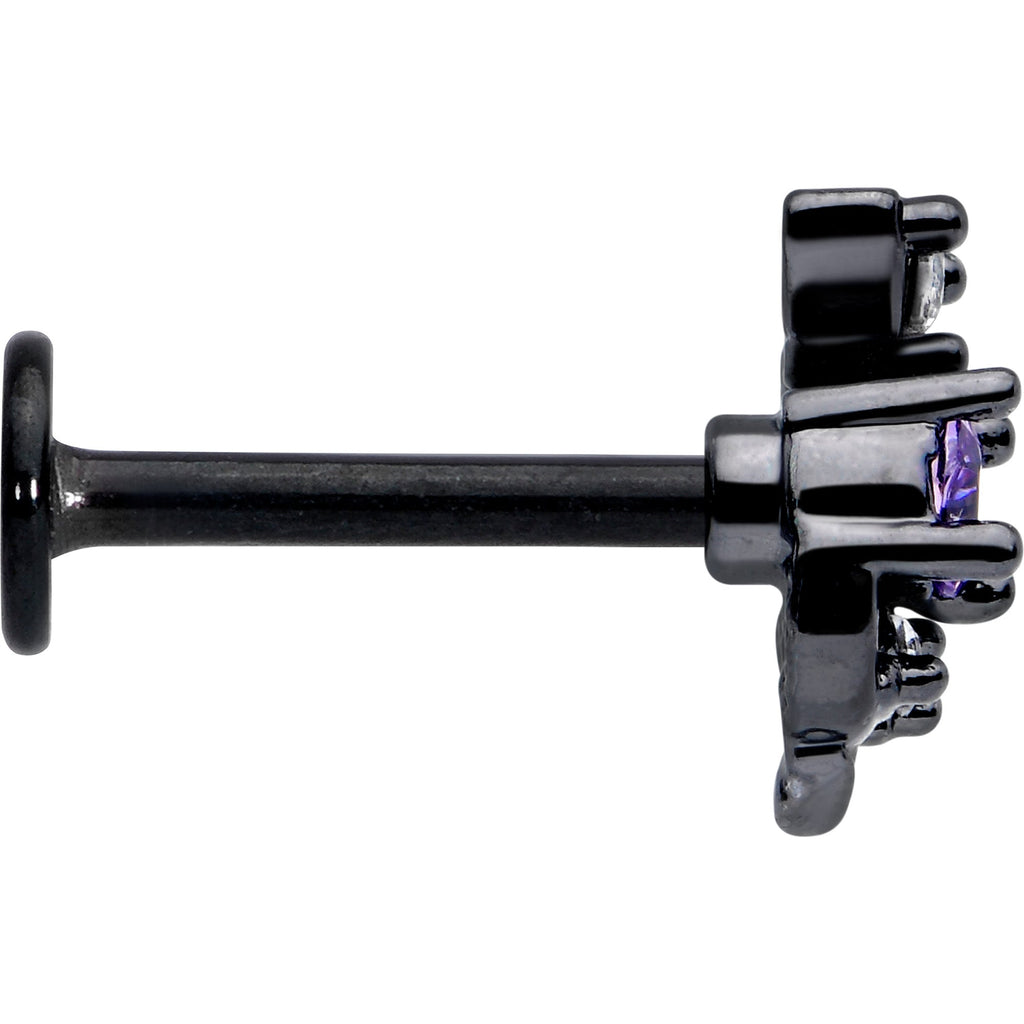 BodyCandy 16G 5/16 Purple Clear Gem Black Twining Vine Labret Monroe Tragus — side view