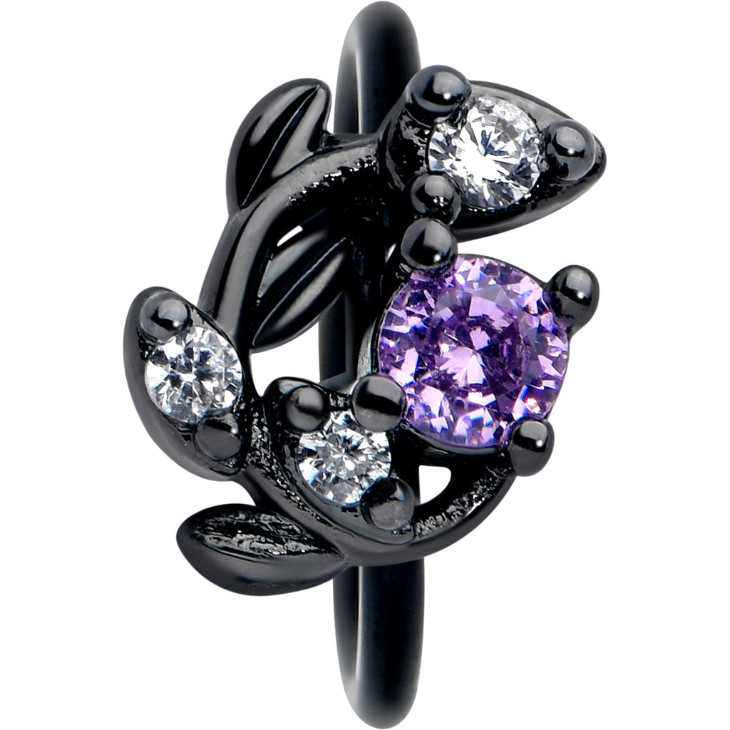 BodyCandy 20G 5/16 Purple Gem Black Twining Vine Nose Hoop — lifestyle context