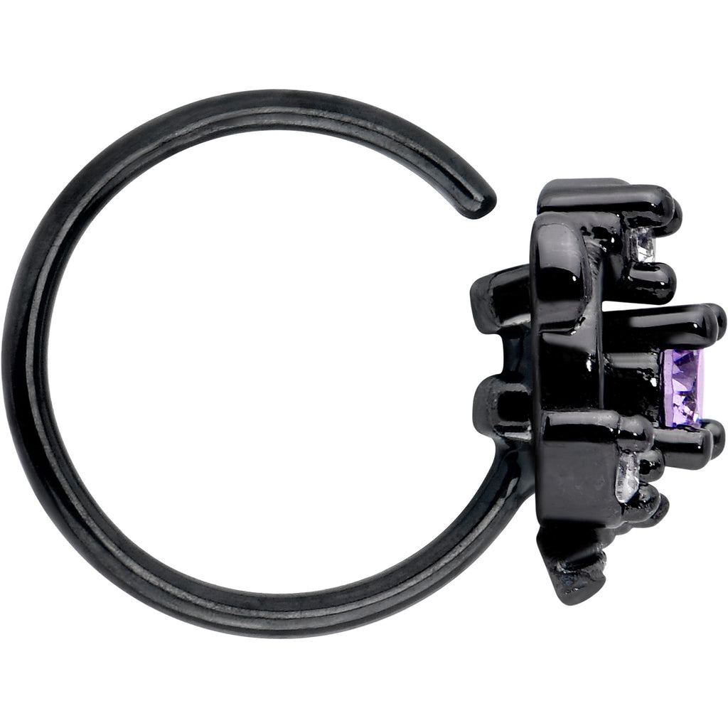 BodyCandy 20G 5/16 Purple Gem Black Twining Vine Nose Hoop — side view