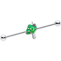 BodyCandy 14G Pink Gem Fanciful Green Mushroom Industrial Barbell 38mm — main product shot