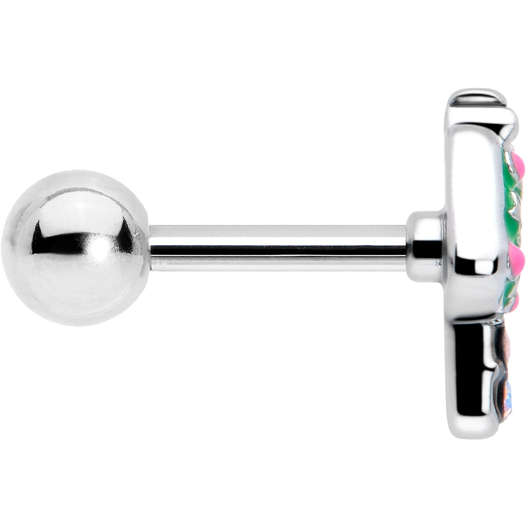 BodyCandy 16G 1/4 Aurora Gem Fanciful Green Mushroom Cartilage Tragus Earring — side view