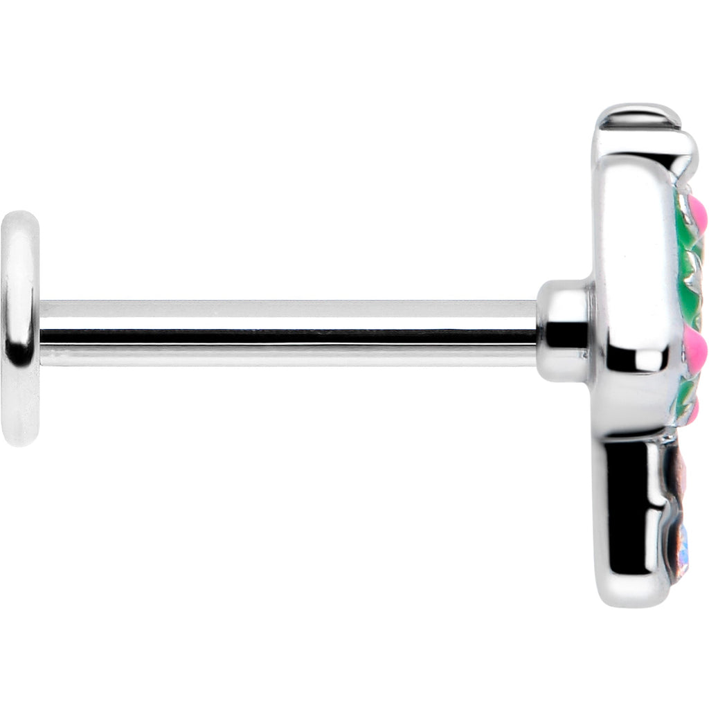 BodyCandy 16G 5/16 Aurora Gem Fanciful Green Mushroom Labret Monroe Tragus — side view