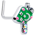 BodyCandy 20G 7mm Aurora Gem Fanciful Green Mushroom L Shape Nose Ring — main product shot