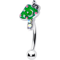 BodyCandy 16G 5/16 Aurora Gem Fanciful Green Mushroom Curved Eyebrow Ring — main product shot