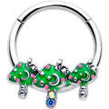 BodyCandy 16G 3/8 Aurora Gem Fanciful Green Mushroom Trio Hinged Segment Ring — main product shot