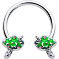 BodyCandy 16G 3/8 Fanciful Green Mushrooms Horseshoe Circular Barbell — main product shot