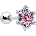 BodyCandy 16G 1/4 Pink CZ Gem Glam Snowflake Cartilage Tragus Earring — main product shot