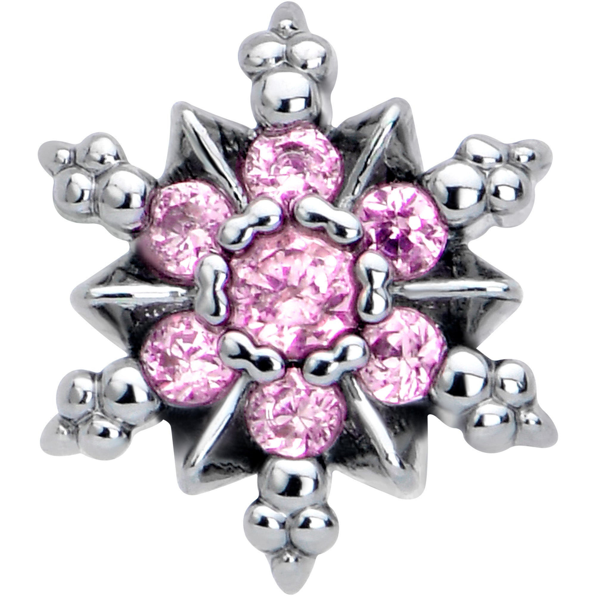 BodyCandy 16G 1/4 Pink CZ Gem Glam Snowflake Cartilage Tragus Earring — lifestyle context