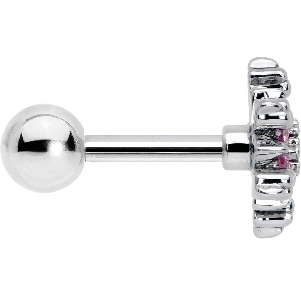 BodyCandy 16G 1/4 Pink CZ Gem Glam Snowflake Cartilage Tragus Earring — side view