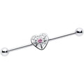 BodyCandy 14G Pink Gem Spiderweb Heart Love Industrial Barbell 38mm — main product shot