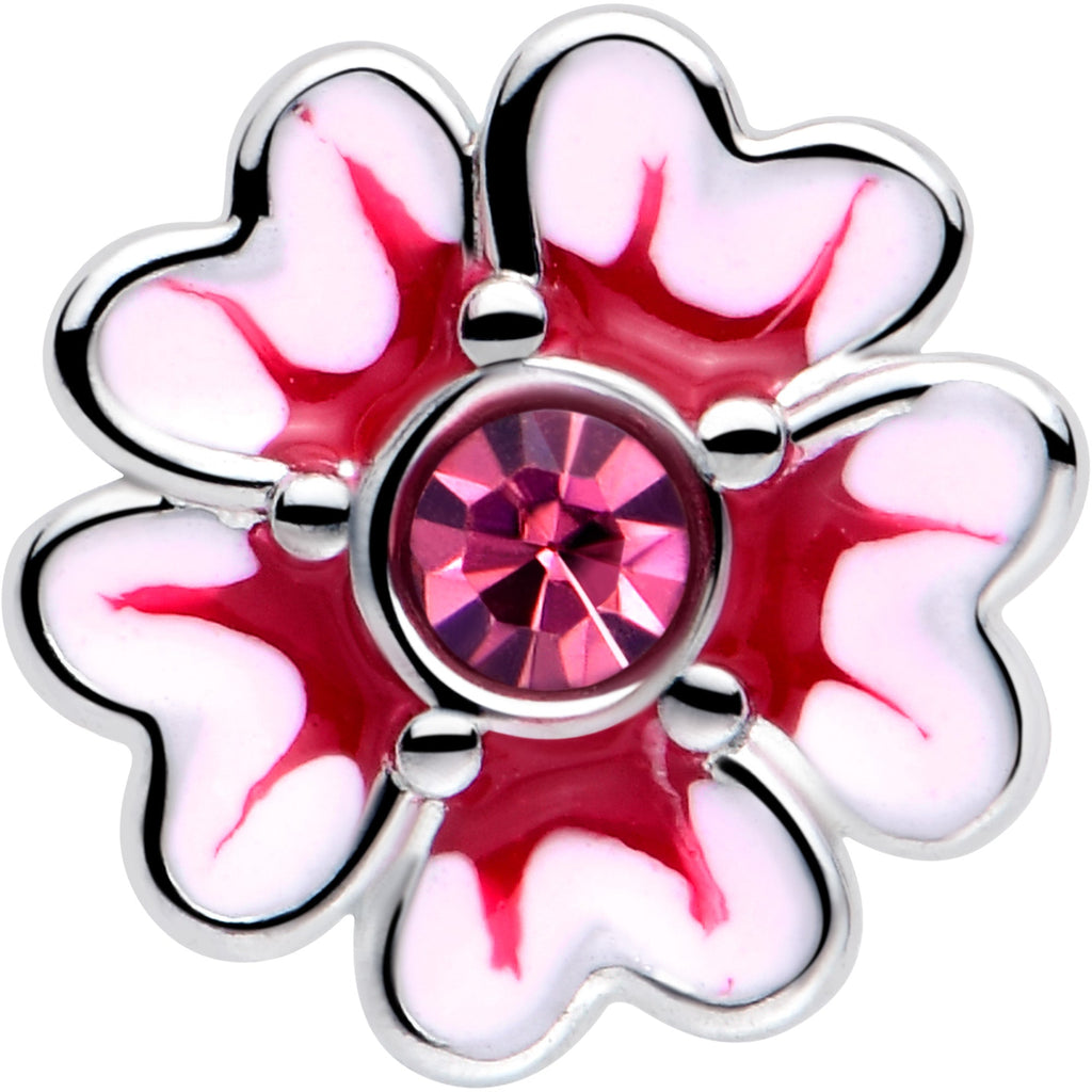 BodyCandy 20G 5/16 Pink CZ Gem Dainty Pink Flower L Shape Nose Ring — lifestyle context
