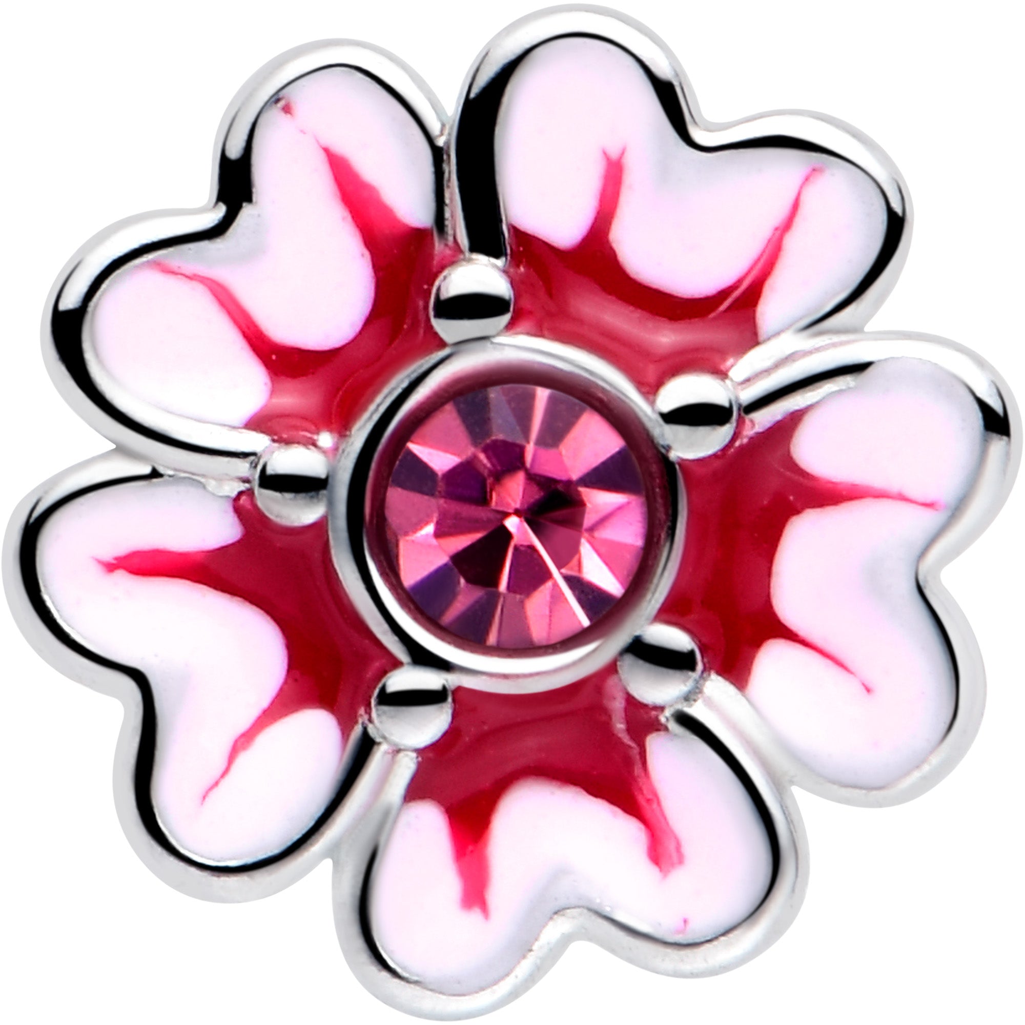 BodyCandy 20G 5/16 Pink CZ Gem Dainty Pink Flower L Shape Nose Ring — lifestyle context
