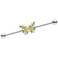 BodyCandy 14G Yellow CZ Gem Blooming Butterfly Industrial Barbell 38mm — main product shot