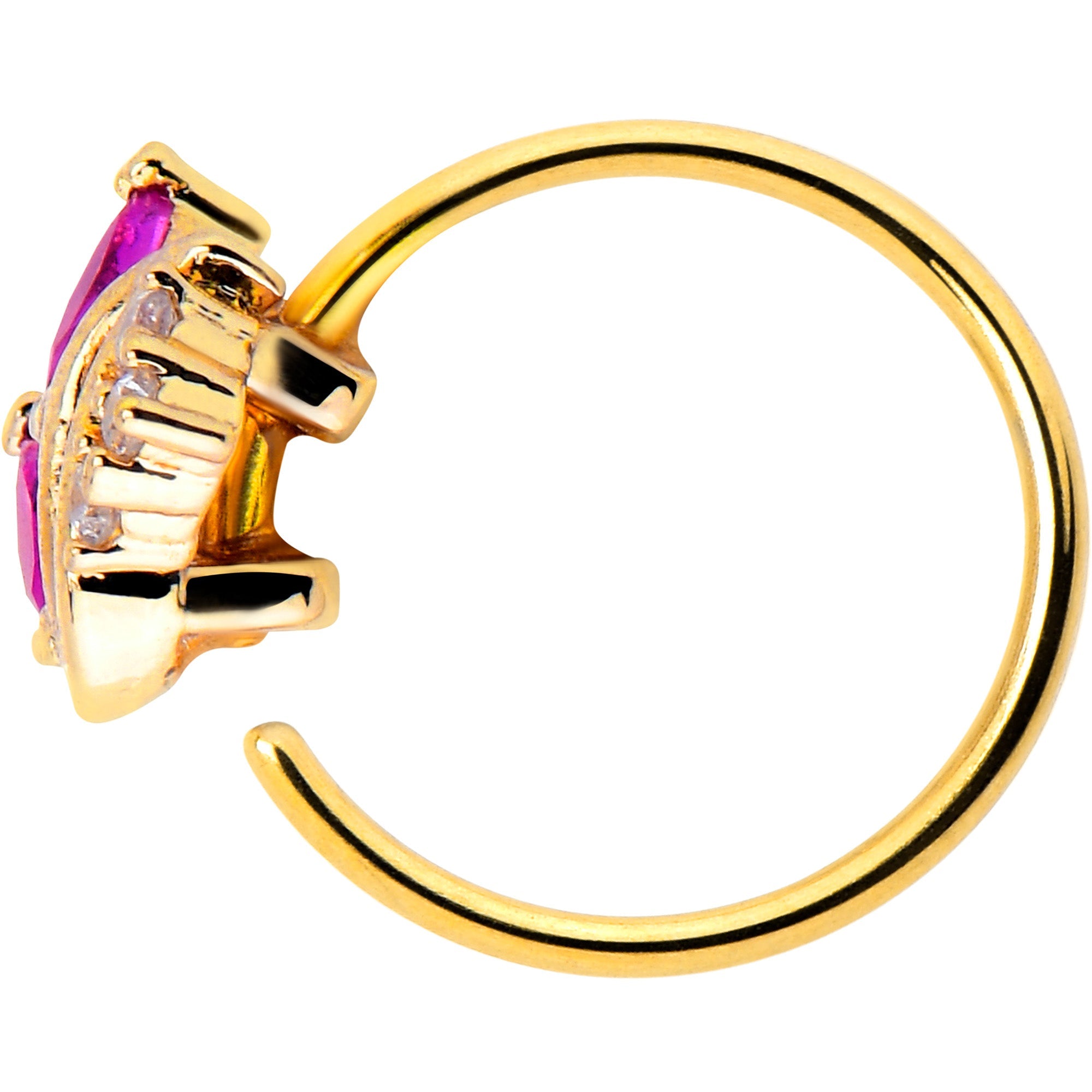 BodyCandy 20G 5/16 Red CZ Gem Gold Tone Swirl Fan Nose Hoop — lifestyle context