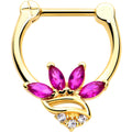 BodyCandy 16G 5/16 Red CZ Gem Gold Tone Swirl Fan Cartilage Clicker — main product shot