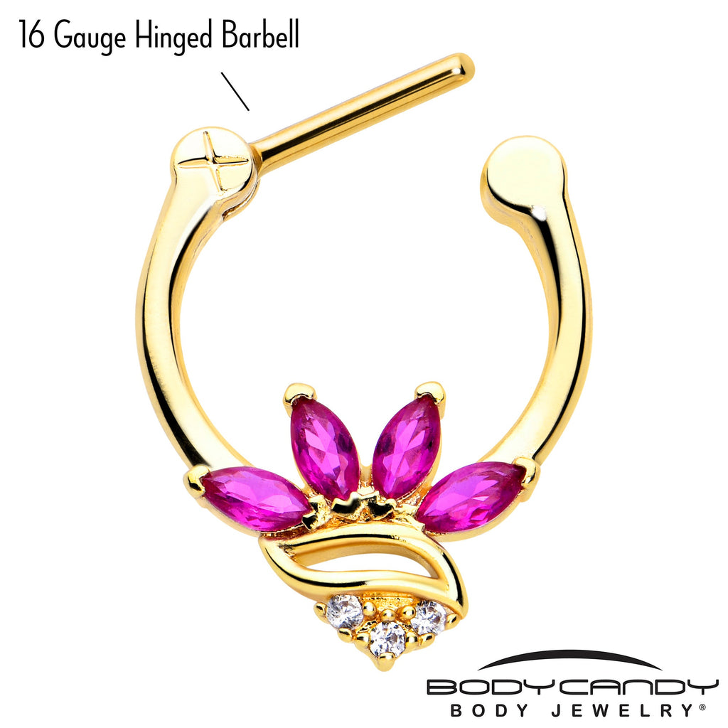 BodyCandy 16G 5/16 Red CZ Gem Gold Tone Swirl Fan Cartilage Clicker — lifestyle context