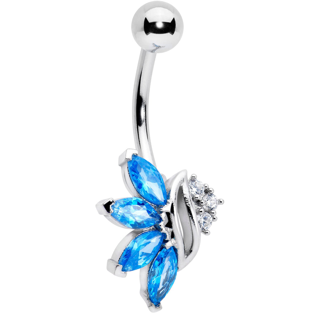 BodyCandy Blue CZ Gem Swirl Fan Belly Ring — main product shot