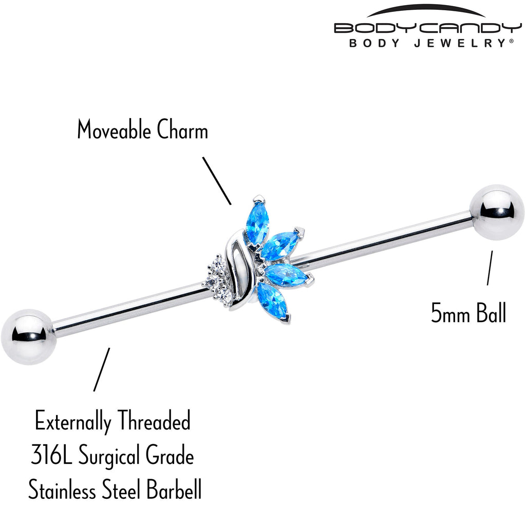 BodyCandy 14G Blue CZ Gem Swirl Fan Industrial Barbell 38mm — lifestyle context
