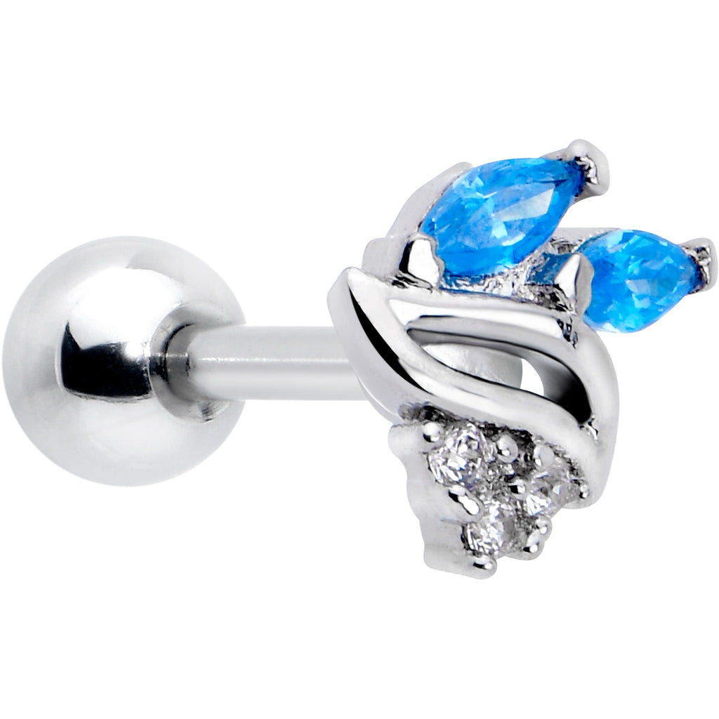 BodyCandy 16G 1/4 Blue CZ Gem Swirl Fan Cartilage Tragus Earring — main product shot