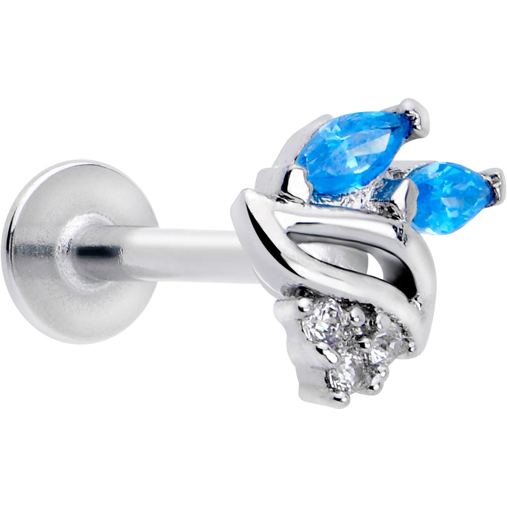 BodyCandy 16G 5/16 Blue CZ Gem Swirl Fan Labret Monroe Tragus — main product shot