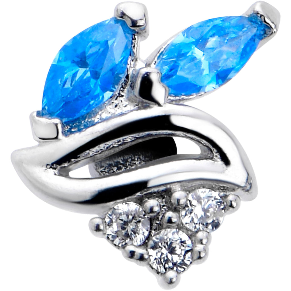 BodyCandy 16G 5/16 Blue CZ Gem Swirl Fan Labret Monroe Tragus — detail close-up