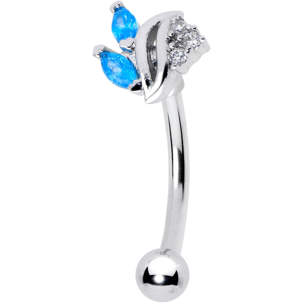 BodyCandy 16G 5/16 Blue CZ Gem Swirl Fan Curved Eyebrow Ring — main product shot