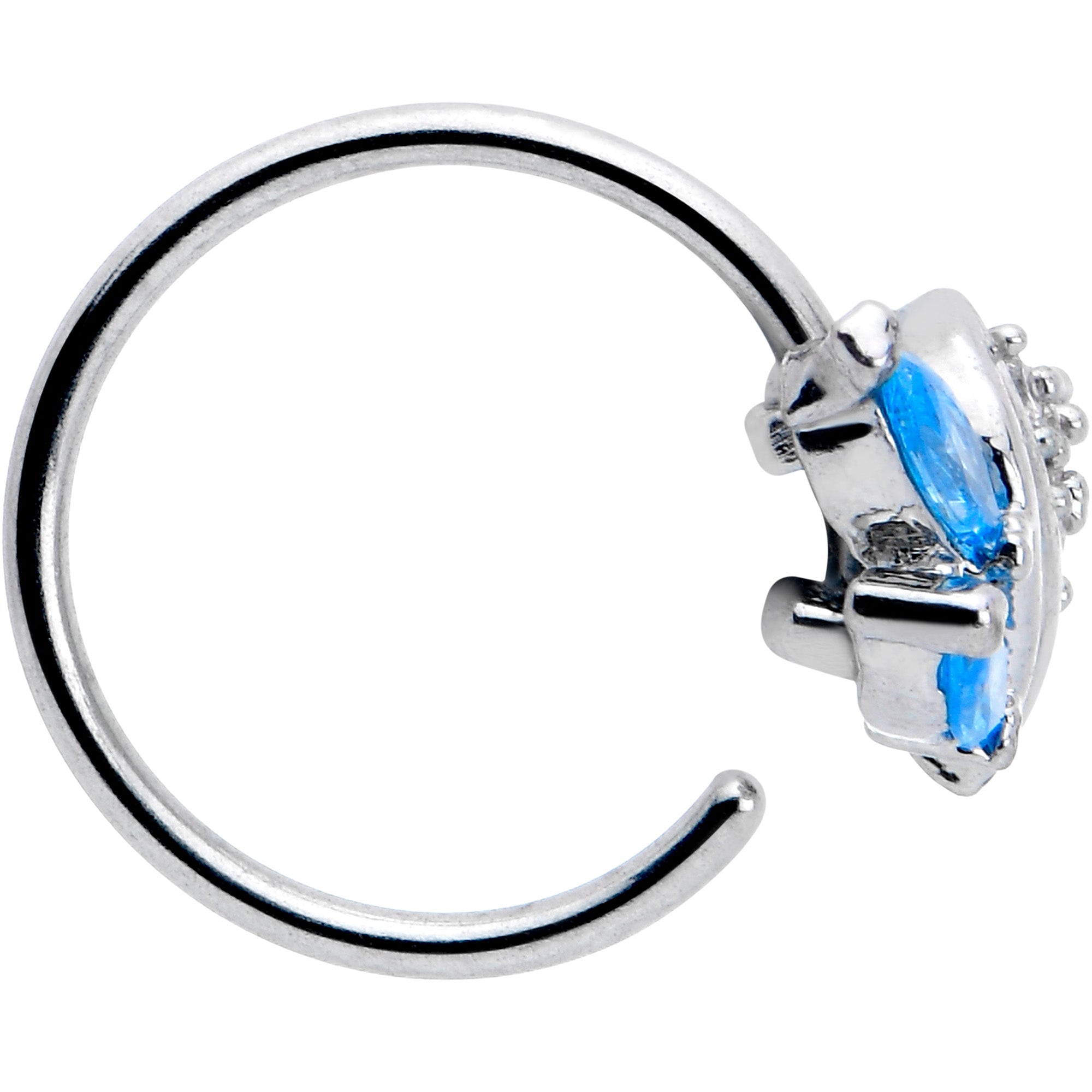 BodyCandy 20G 5/16 Blue CZ Gem Swirl Fan Nose Hoop — lifestyle context