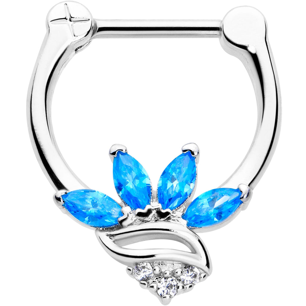 BodyCandy 16G 5/16 Blue CZ Gem Swirl Fan Cartilage Clicker — main product shot