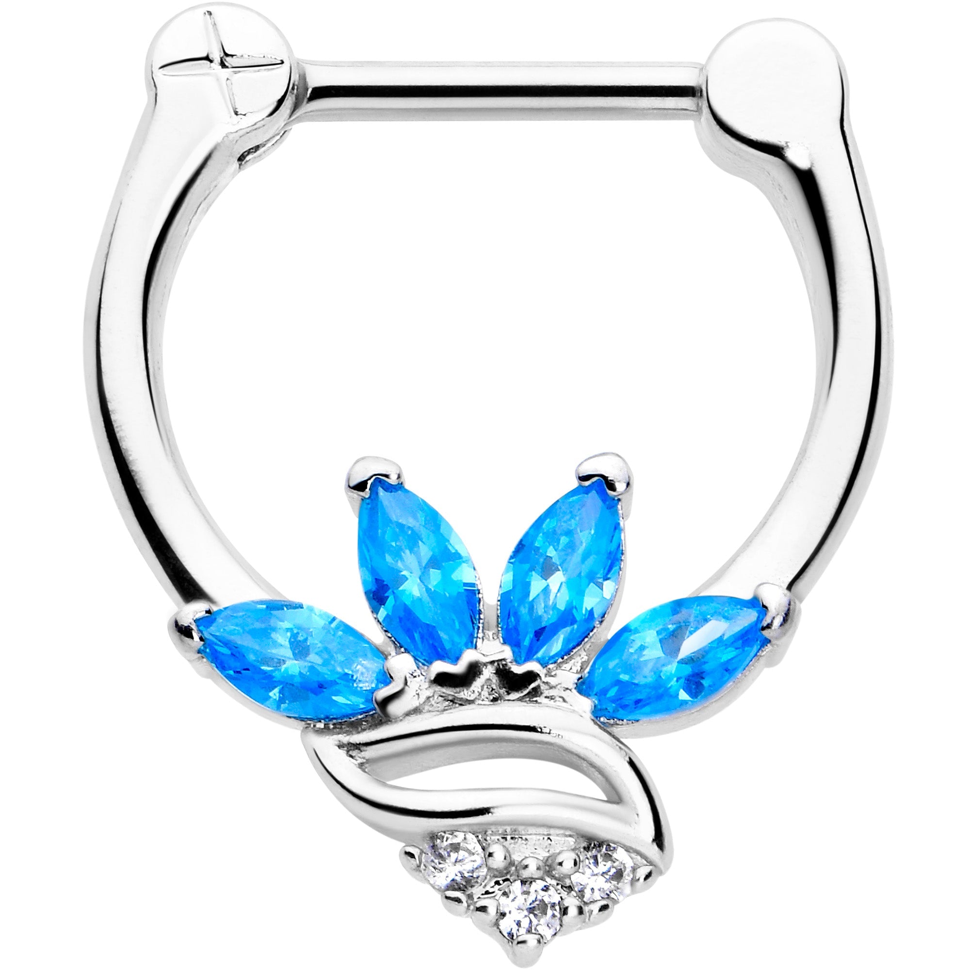 BodyCandy 16G 5/16 Blue CZ Gem Swirl Fan Cartilage Clicker — main product shot