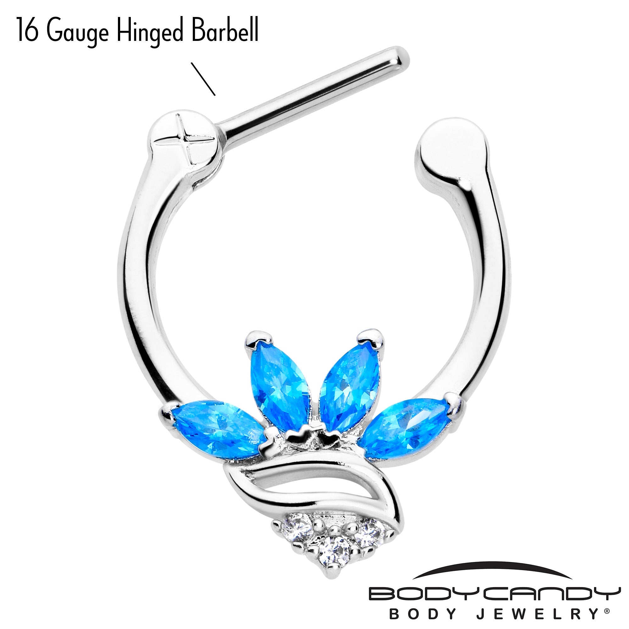BodyCandy 16G 5/16 Blue CZ Gem Swirl Fan Cartilage Clicker — lifestyle context