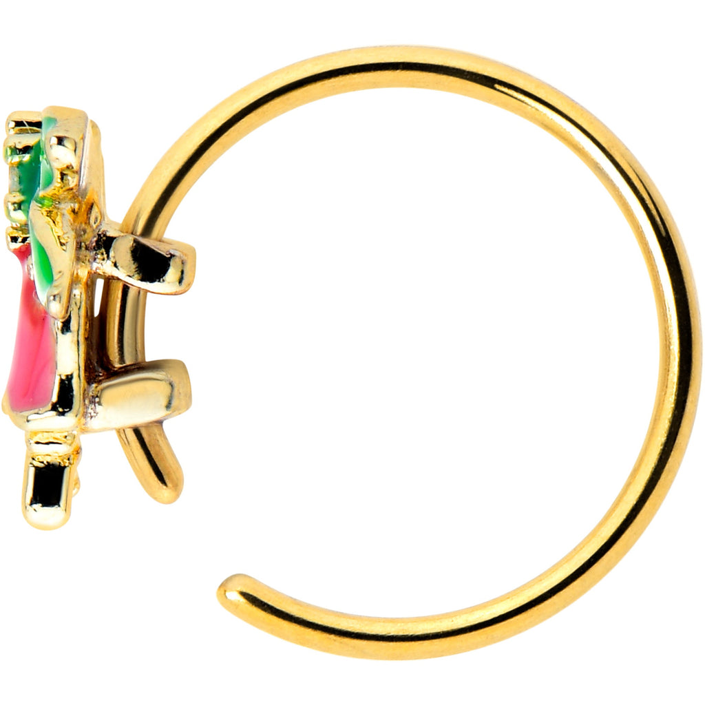 BodyCandy 20G 5/16 Clear CZ Gem Gold Tone Bell Flower Nose Hoop — lifestyle context