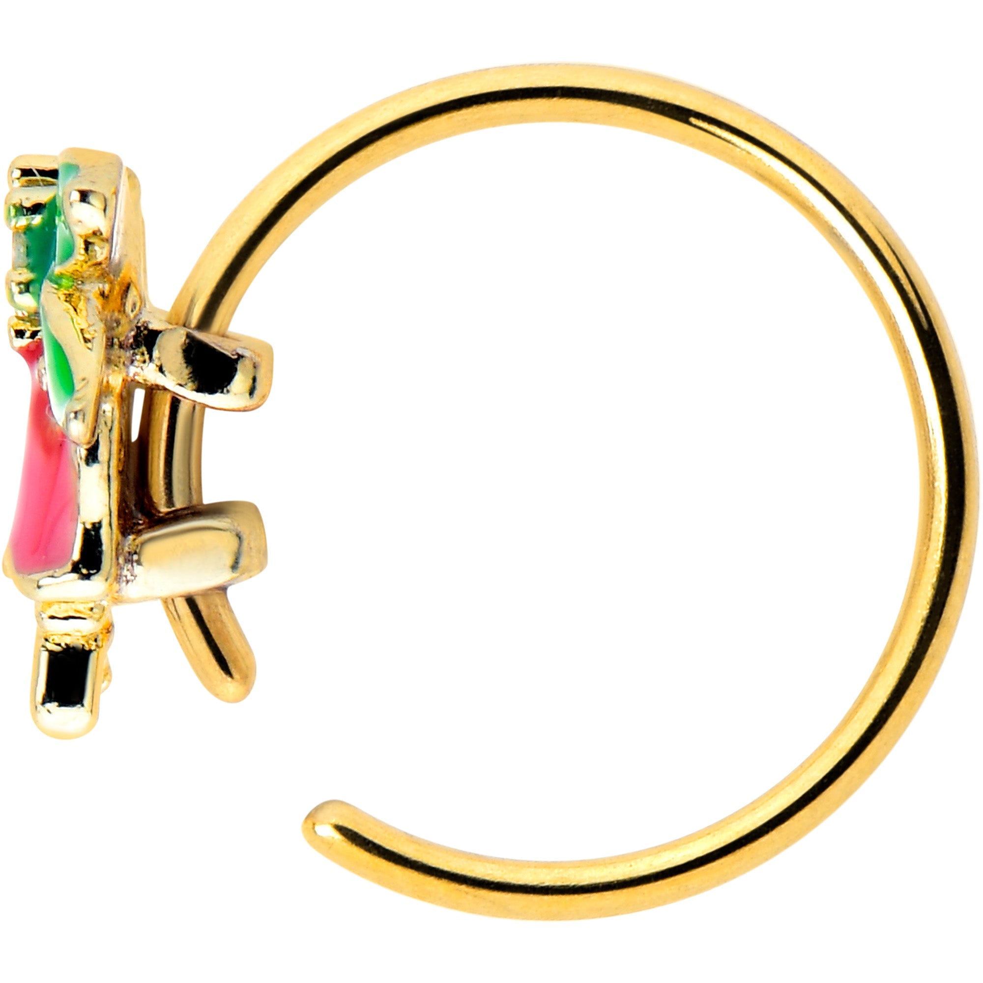 BodyCandy 20G 5/16 Clear CZ Gem Gold Tone Bell Flower Nose Hoop — lifestyle context