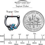 16G 5/16 Clear CZ Gem Black Lush Leaves Cartilage Clicker