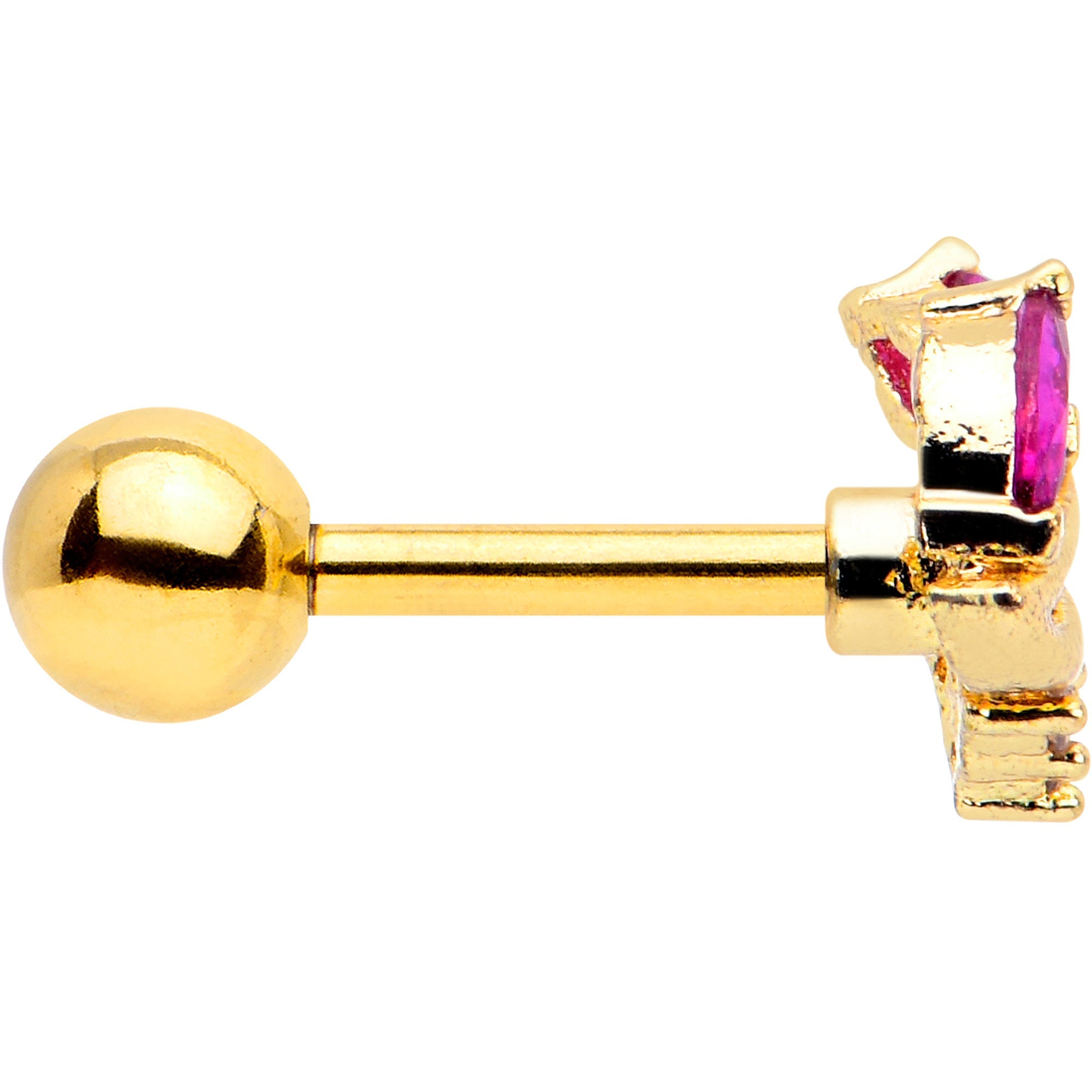 BodyCandy 16G 1/4 Red CZ Gem Gold Tone Swirl Fan Cartilage Tragus Earring — lifestyle context
