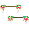 BodyCandy 14G 9/16 Clear CZ Gem Gold Hue Bell Flower Barbell Nipple Ring Set — main product shot