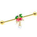 BodyCandy 14G Clear CZ Gem Gold Tone Bell Flower Industrial Barbell 38mm — main product shot
