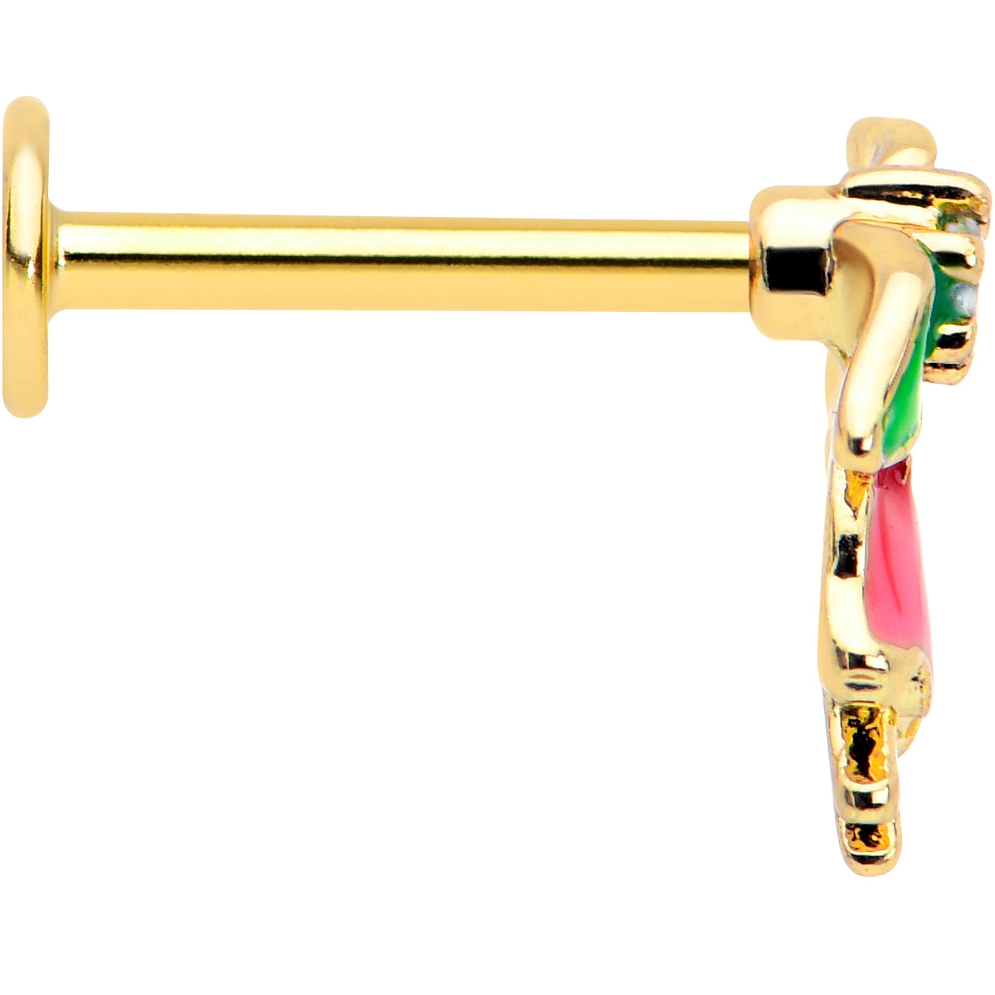 BodyCandy 16G 5/16 Clear CZ Gem Gold Tone Bell Flower Labret Monroe Tragus — lifestyle context