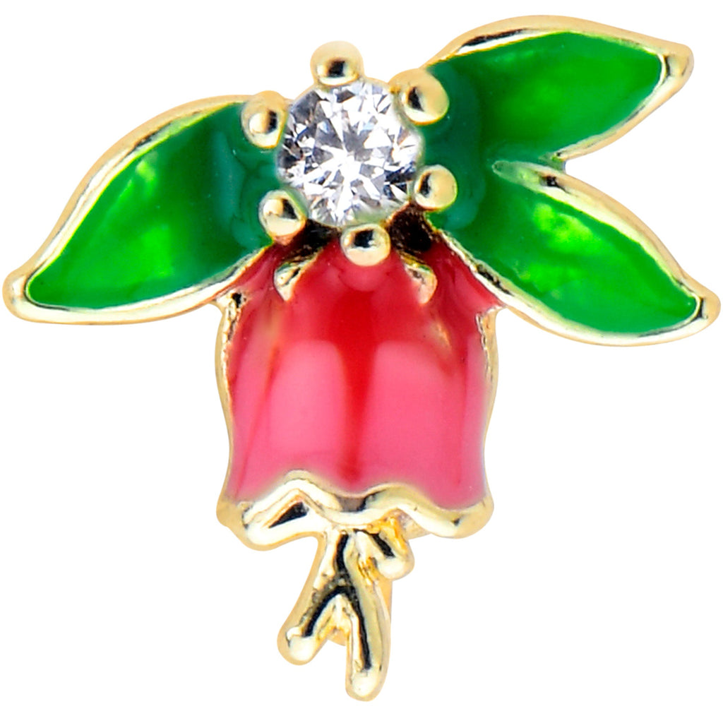 BodyCandy 20G 7mm Clear CZ Gem Bell Flower L Shape Nose Ring — detail close-up