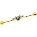 BodyCandy 14G Blue Gem Gold Tone Butterfly Colors Industrial Barbell 38mm — main product shot